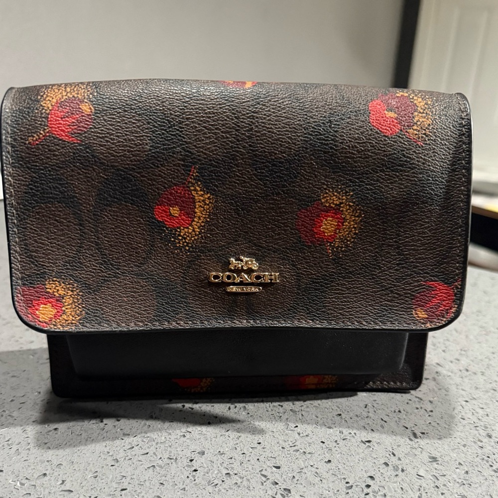 Coach Women's Black and Red Floral Bag
